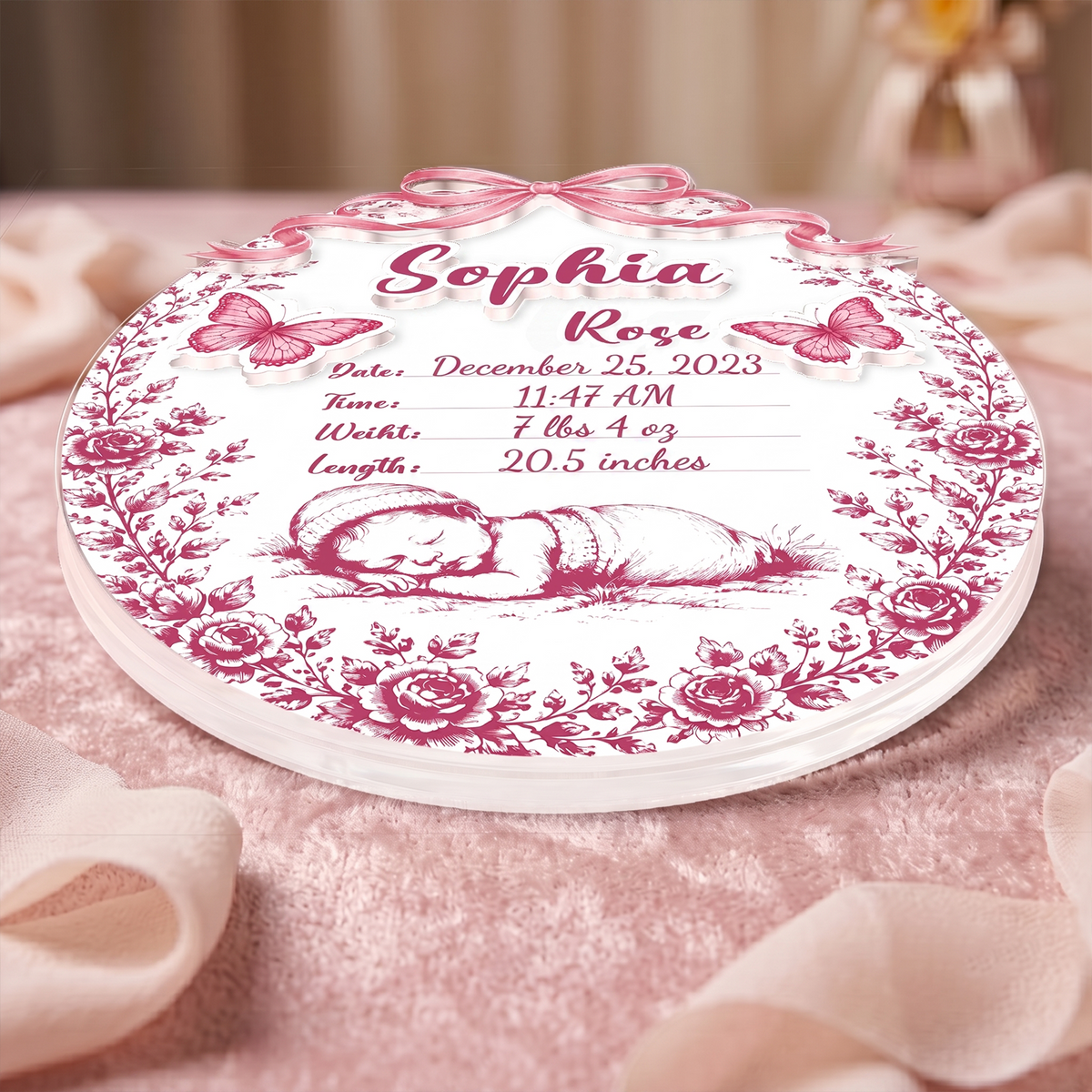 Personalized Baby Announcement Sign – Custom Name, Birth Details & Nursery Keepsake