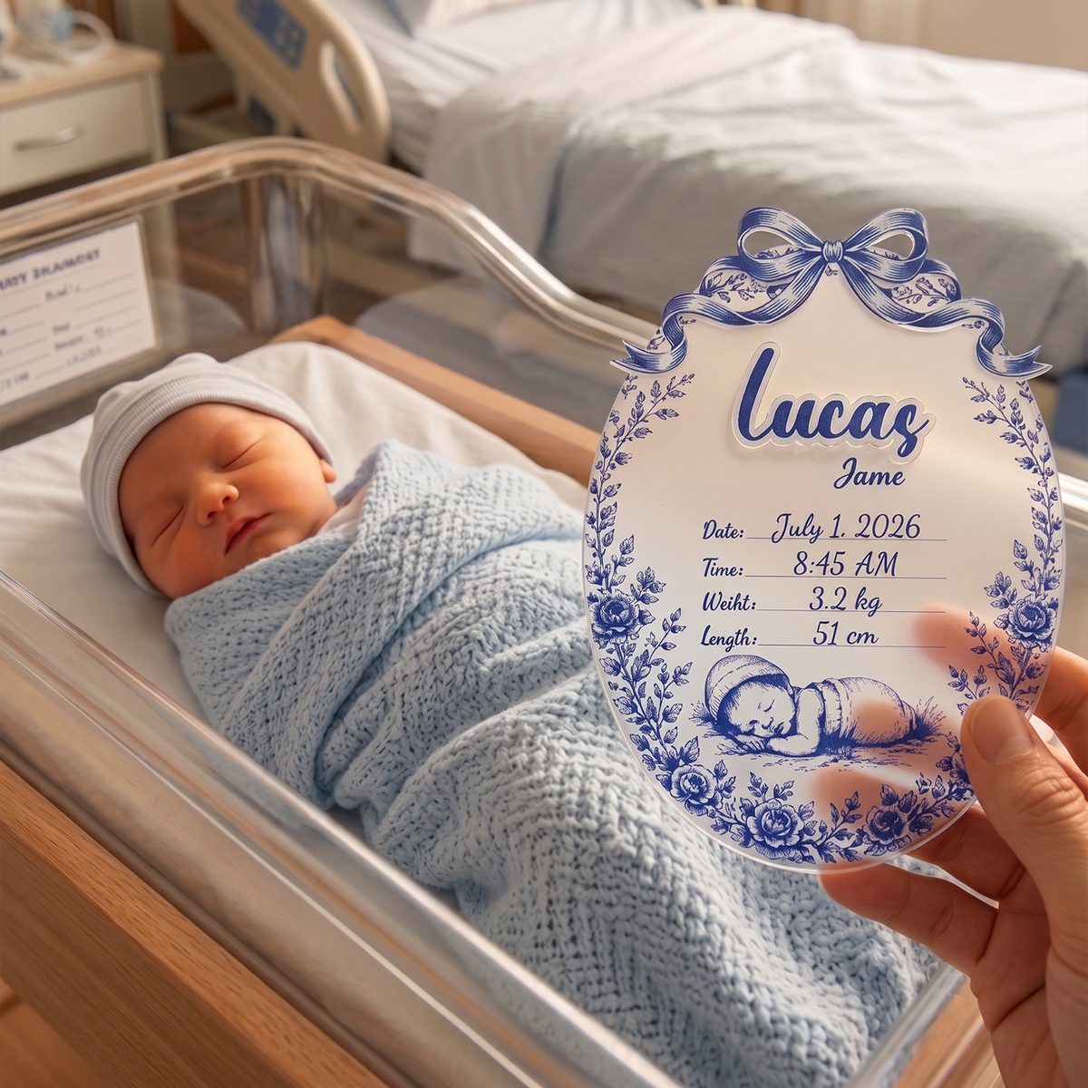 Personalized Baby Announcement Sign – Custom Name, Birth Details & Nursery Keepsake