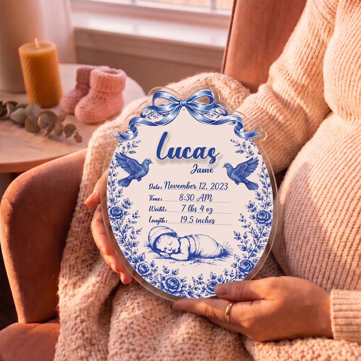 Personalized Baby Announcement Sign – Custom Name, Birth Details & Nursery Keepsake