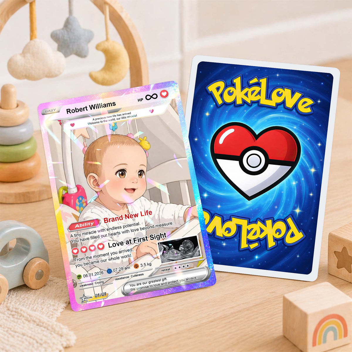 Personalized Baby Acrylic Card – Custom Baby Milestone Card & Keepsake