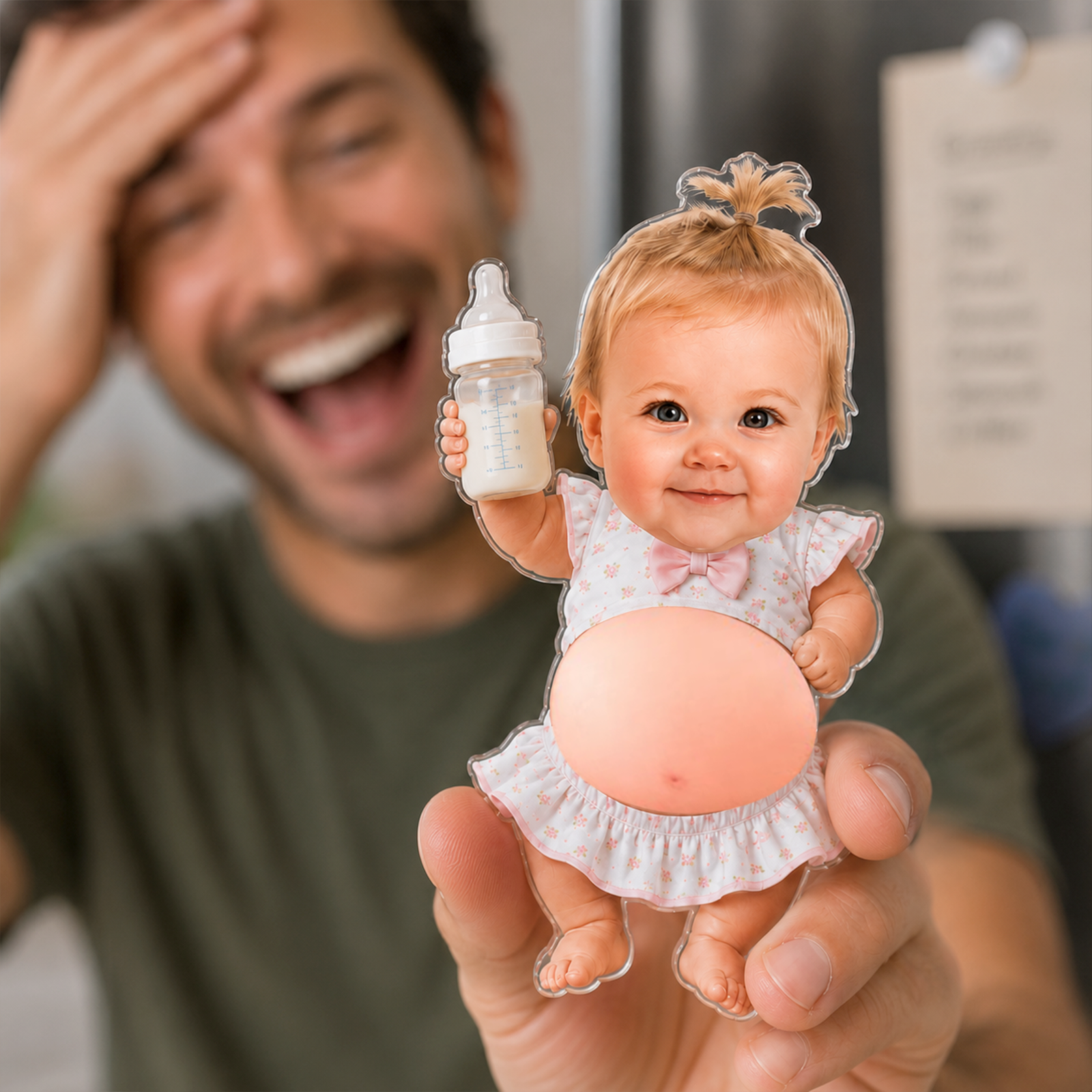 Custom 3D Baby Face Squishy Belly Fridge Magnet, Personalized Baby Keepsake Gift for Mom & Dad