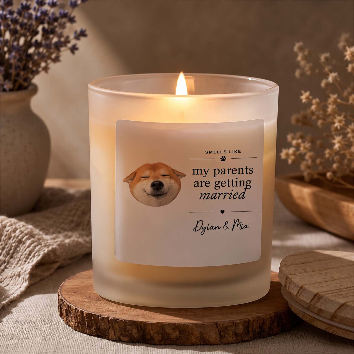 Smells Like My Parents Are Getting Married Candle - Custom Pet Photo Reveal Scented Candle for Couples