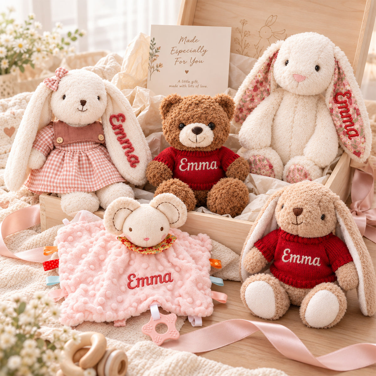 Personalized Baby Gift Set, Custom Name Baby Shower & Newborn Gift