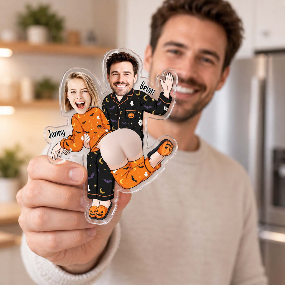 Personalized Funny Couple Squishy Belly Magnet - Custom Photo Fridge Magnet, Cute Seasonal Gift for Couples