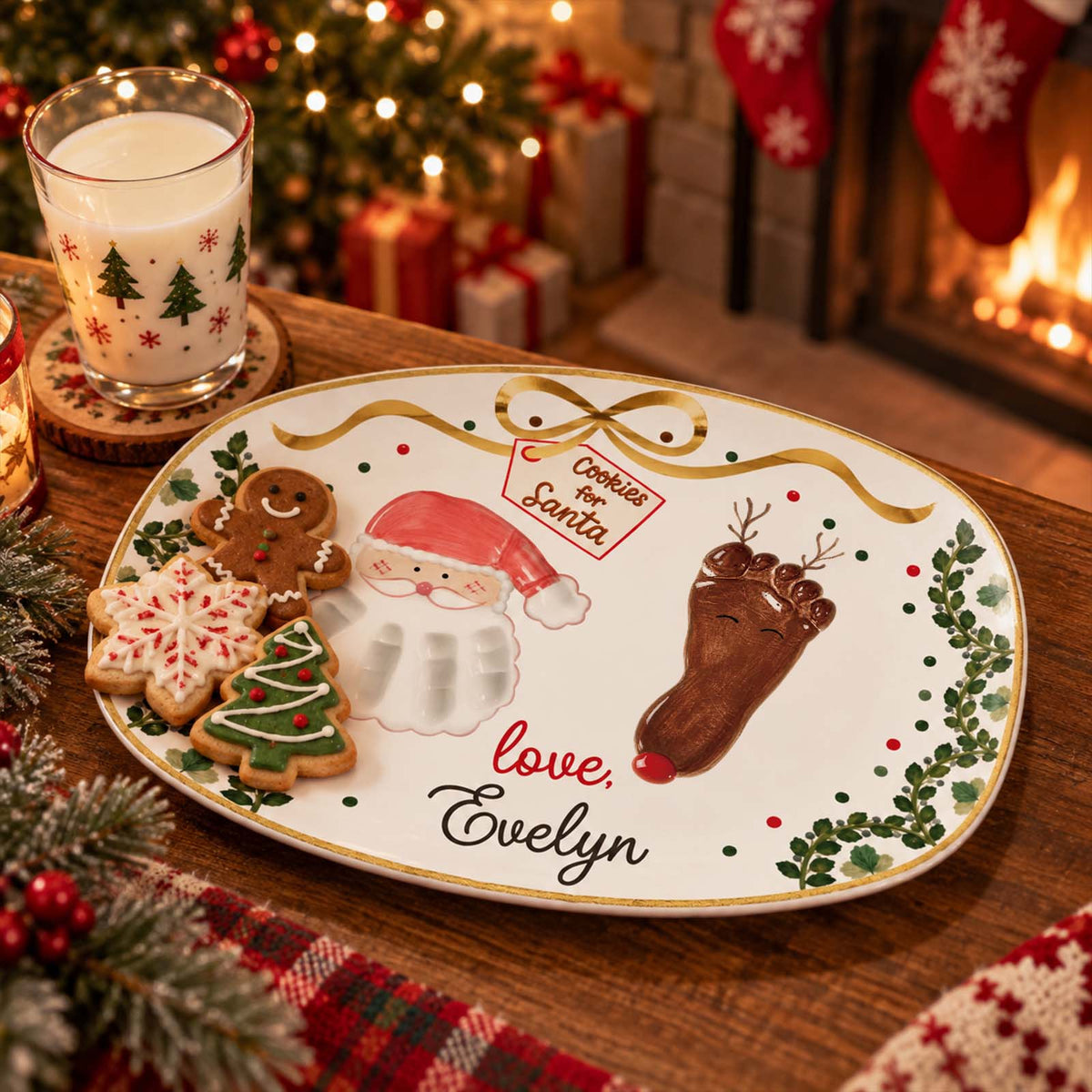 Personalized Christmas Resin Plate, Custom Name Holiday Serving Plate