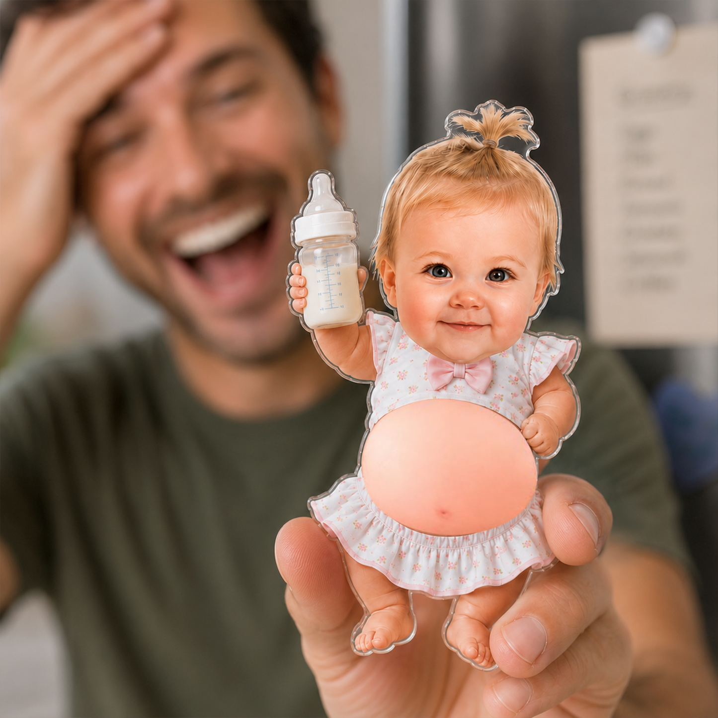 Custom 3D Baby Face Squishy Belly Fridge Magnet, Personalized Baby Keepsake Gift for Mom & Dad