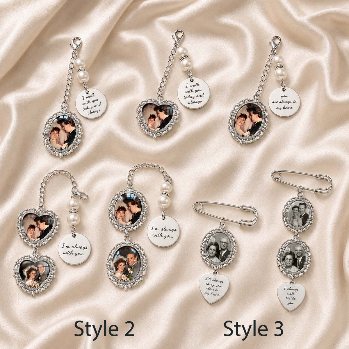 Personalized Memorial Bridal Bouquet Charm – Custom Photo Wedding Keepsake for Loved Ones in Heaven