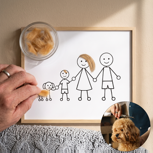 Personalized Pet Hair Keepsake Frame – Custom Family Portrait with Real Pet Fur, Unique Gift for Dog & Cat Lovers