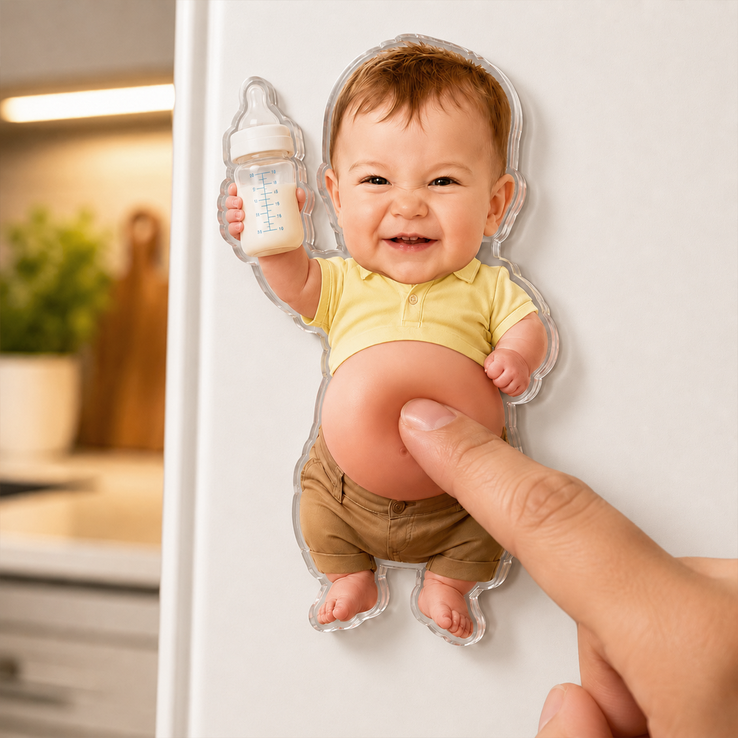 Custom 3D Baby Face Squishy Belly Fridge Magnet, Personalized Baby Keepsake Gift for Mom & Dad