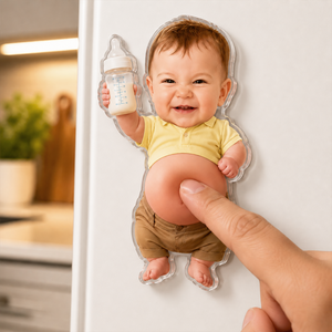 Custom 3D Baby Face Squishy Belly Fridge Magnet, Personalized Baby Keepsake Gift for Mom & Dad