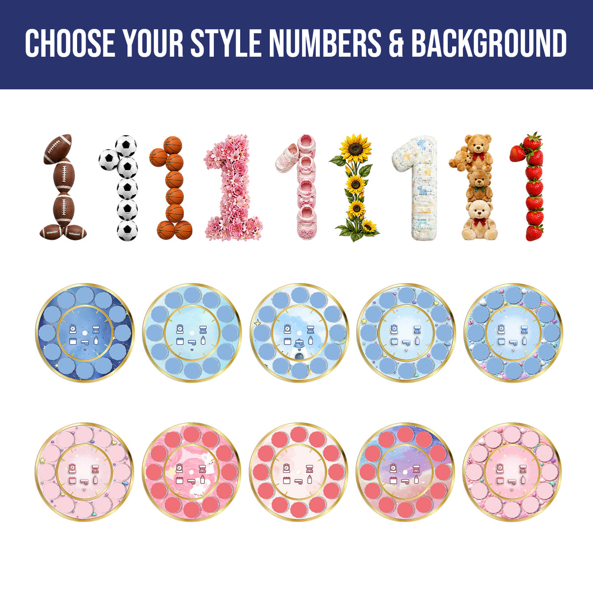 Personalized Baby Milestone Clock – Custom Number, Baby Photos & Birth Details Keepsake