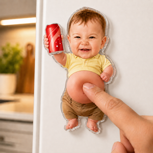 Custom 3D Baby Face Squishy Belly Fridge Magnet, Personalized Baby Keepsake Gift for Mom & Dad