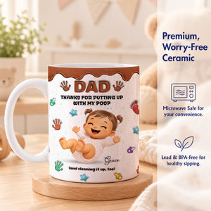 Personalized "Thanks for Putting Up With My Shit" Mug – Funny Baby Gift for Dad, Mom, Custom Mother's Day, Father's Day Coffee Cup