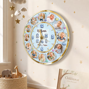3D Acrylic Baby Clock - Custom Photo Baby Clock, Personalized Baby Milestone Keepsake Gift for Nursery, Birthday, Baby Shower &amp; Newborn Celebration