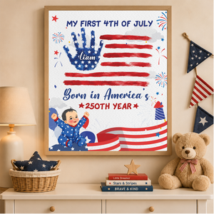 My First 4th of July Baby Handprint Frame - America 250 Keepsake, Patriotic Nursery Decor Gift