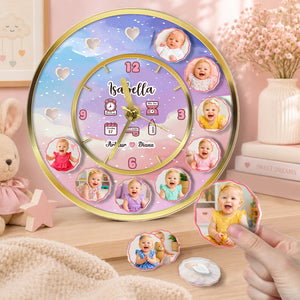 3D Acrylic Baby Clock - Custom Photo Baby Clock, Personalized Baby Milestone Keepsake Gift for Nursery, Birthday, Baby Shower &amp; Newborn Celebration