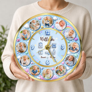3D Acrylic Baby Clock - Custom Photo Baby Clock, Personalized Baby Milestone Keepsake Gift for Nursery, Birthday, Baby Shower &amp; Newborn Celebration