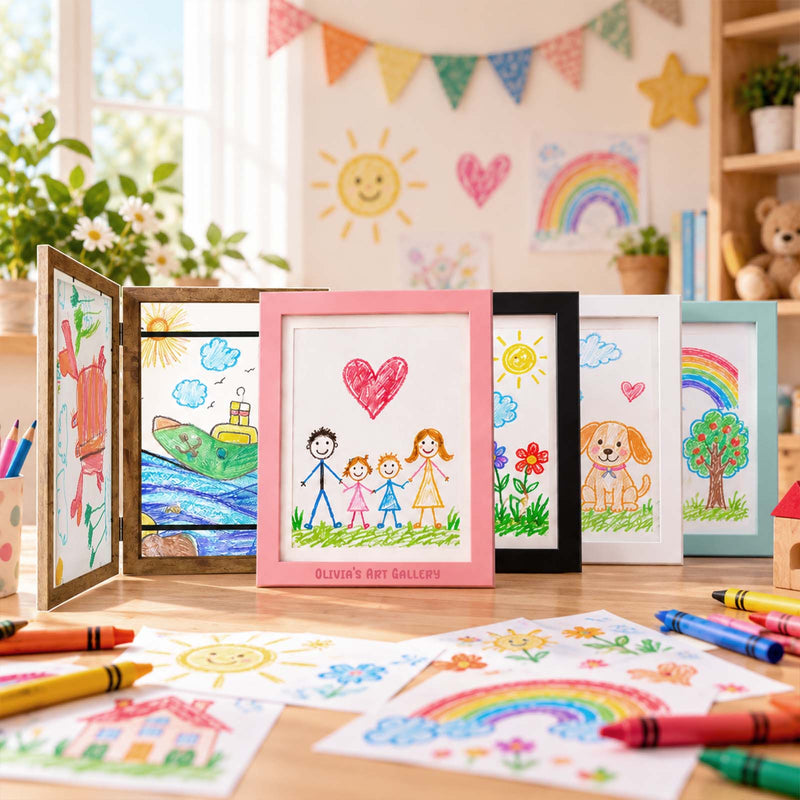 Personalized Kids Art Display Frame – Custom Children’s Artwork Frame, Kids Drawing Keepsake Gift