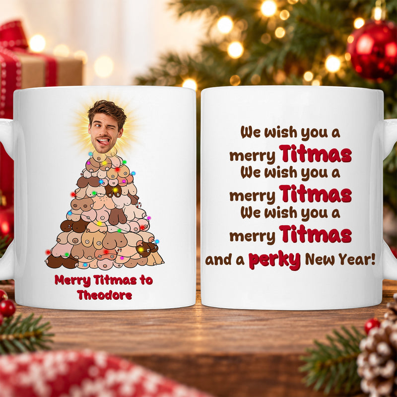 Personalized Christmas Ceramic Mug, Custom Face & Text Funny Holiday Gift