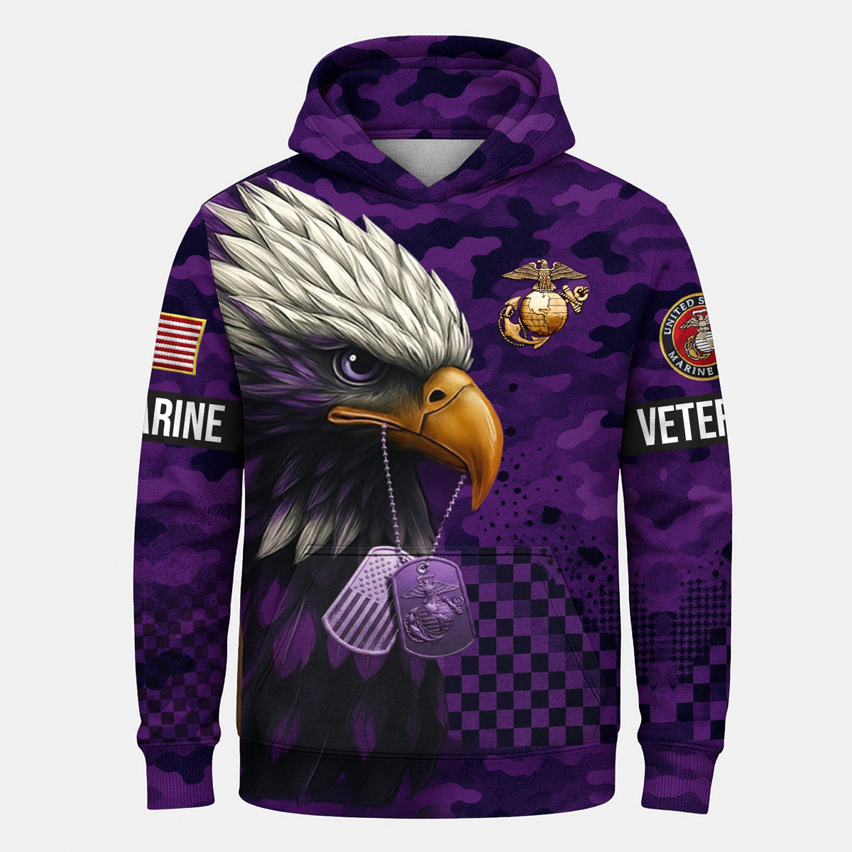 USMC Eagle Veteran Warrior Shirt - Full Print Camouflage