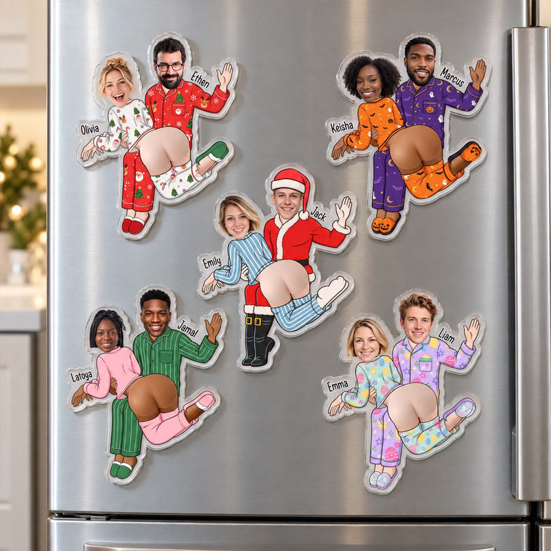 Personalized Funny Couple Squishy Belly Magnet - Custom Photo Fridge Magnet, Cute Seasonal Gift for Couples
