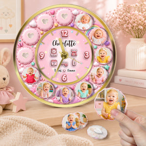 3D Acrylic Baby Clock - Custom Photo Baby Clock, Personalized Baby Milestone Keepsake Gift for Nursery, Birthday, Baby Shower &amp; Newborn Celebration