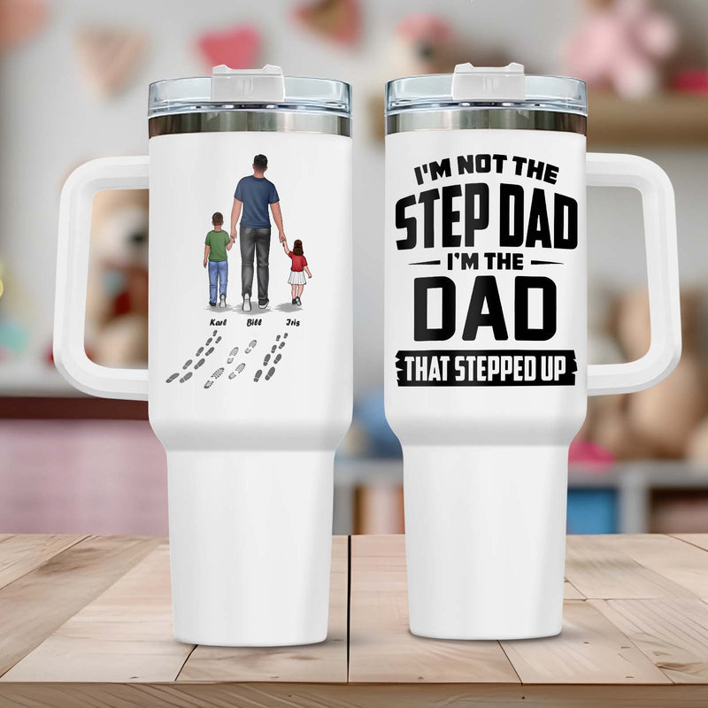 365Gifty Personalized Step Dad Tumbler – Custom Family Names Travel Mug