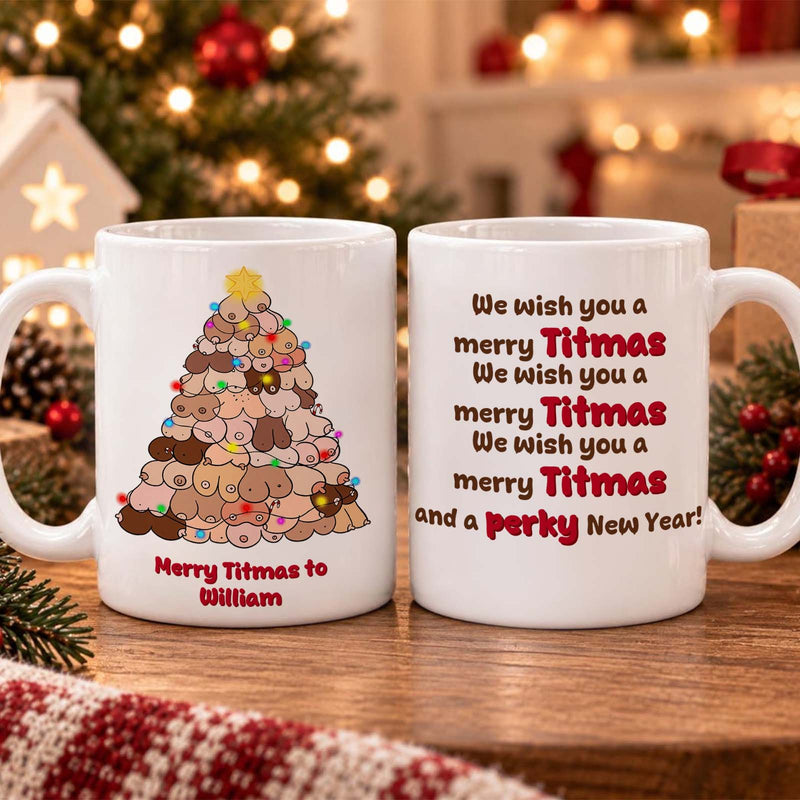 Personalized Christmas Ceramic Mug, Custom Name Holiday Coffee Cup, Christmas Gift