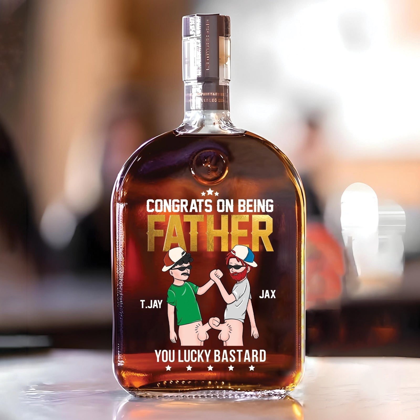 Personalized "Congrats On Being Father" Whiskey Bottle – Funny Gift for Dad