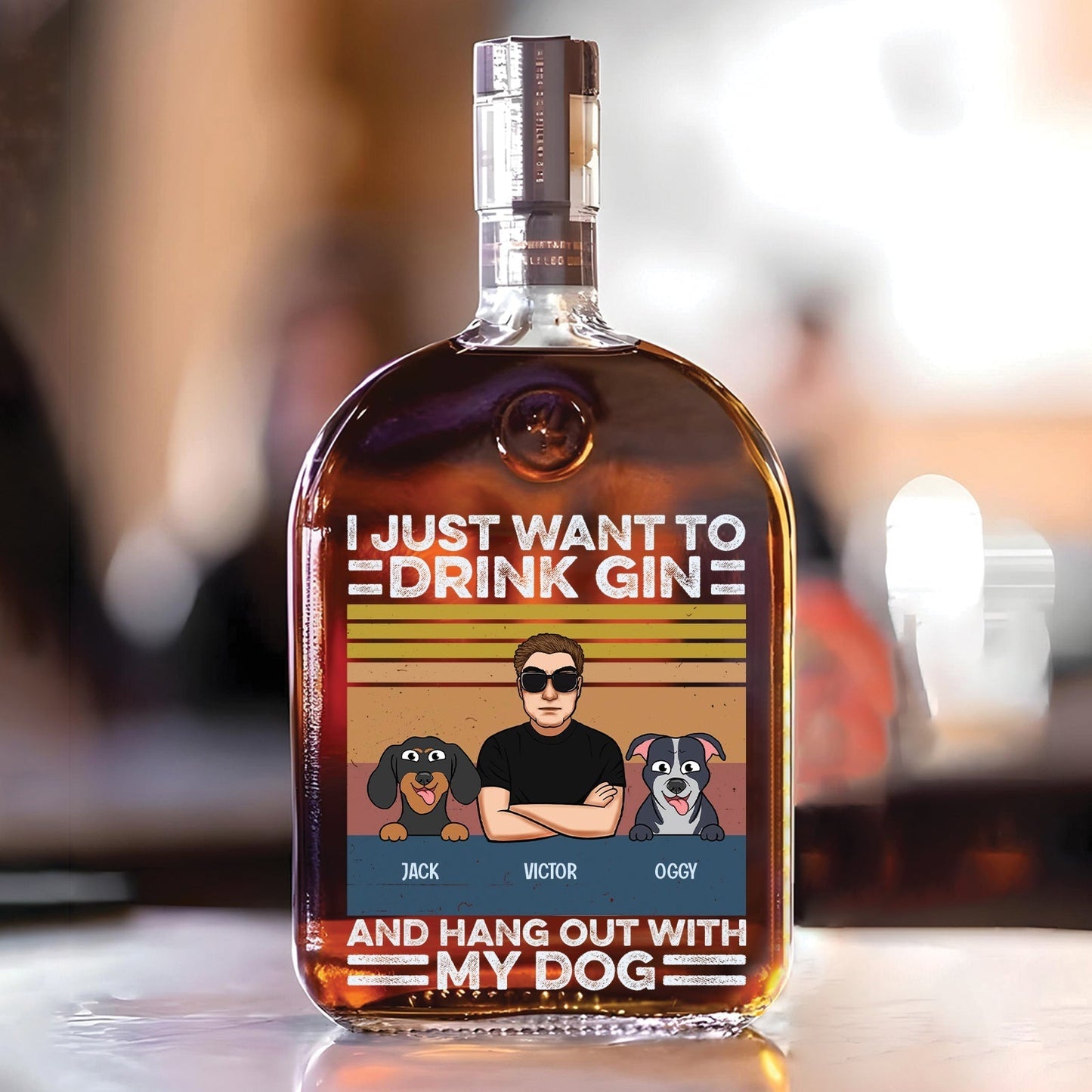 Wine, Dogs & Zero Plans – Personalized Whiskey Bottle for Dog Lovers