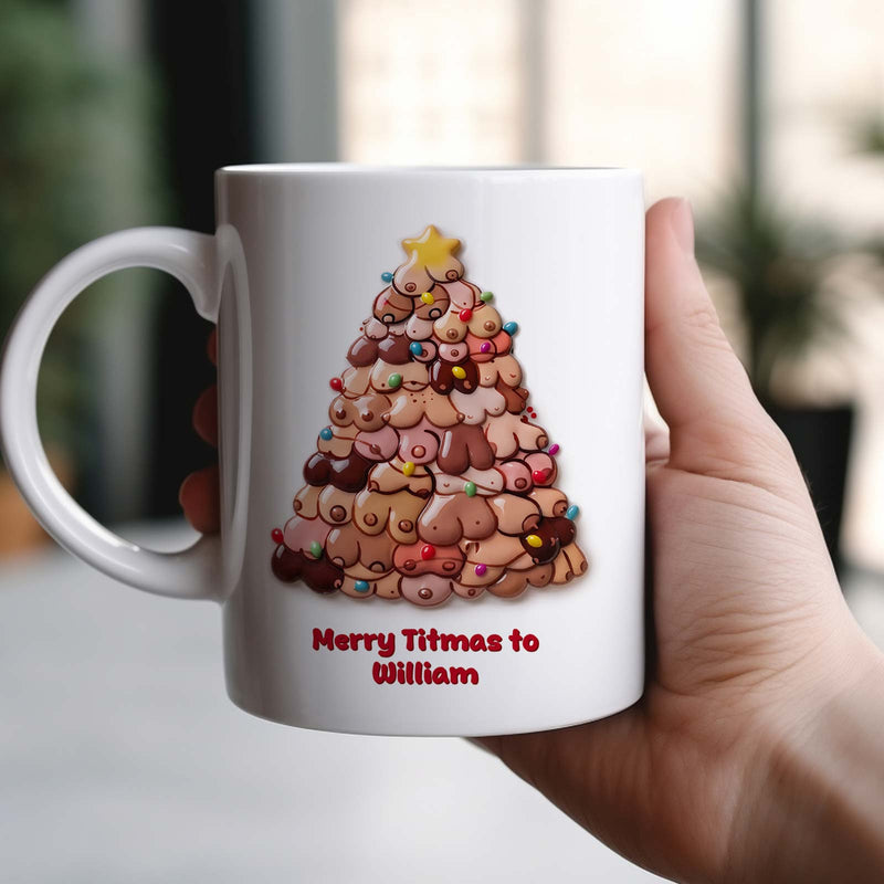 Personalized 3D Effect Christmas Mug, Custom Name Funny Holiday Ceramic Coffee Cup