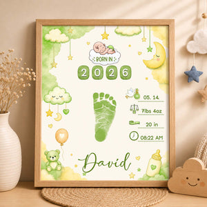 Personalized DIY Baby Footprint Frame – Custom Nursery Keepsake, Baby Footprint Kit, Gift for Mom & Dad