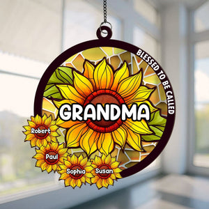 Family - Blessed To Be Called Grandma - Personalized Acrylic Window Suncatcher