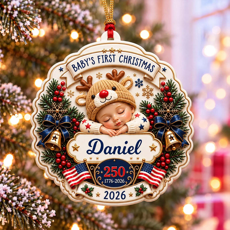 Décoration de Noël personnalisée en acrylique avec relief 3D, Souvenir personnalisé pour le premier Noël de bébé
