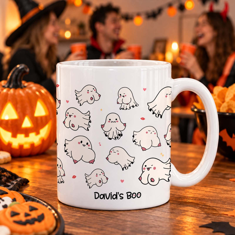Personalized Ghost Mug – Custom Name Halloween Coffee Cup, Funny Spooky Gift