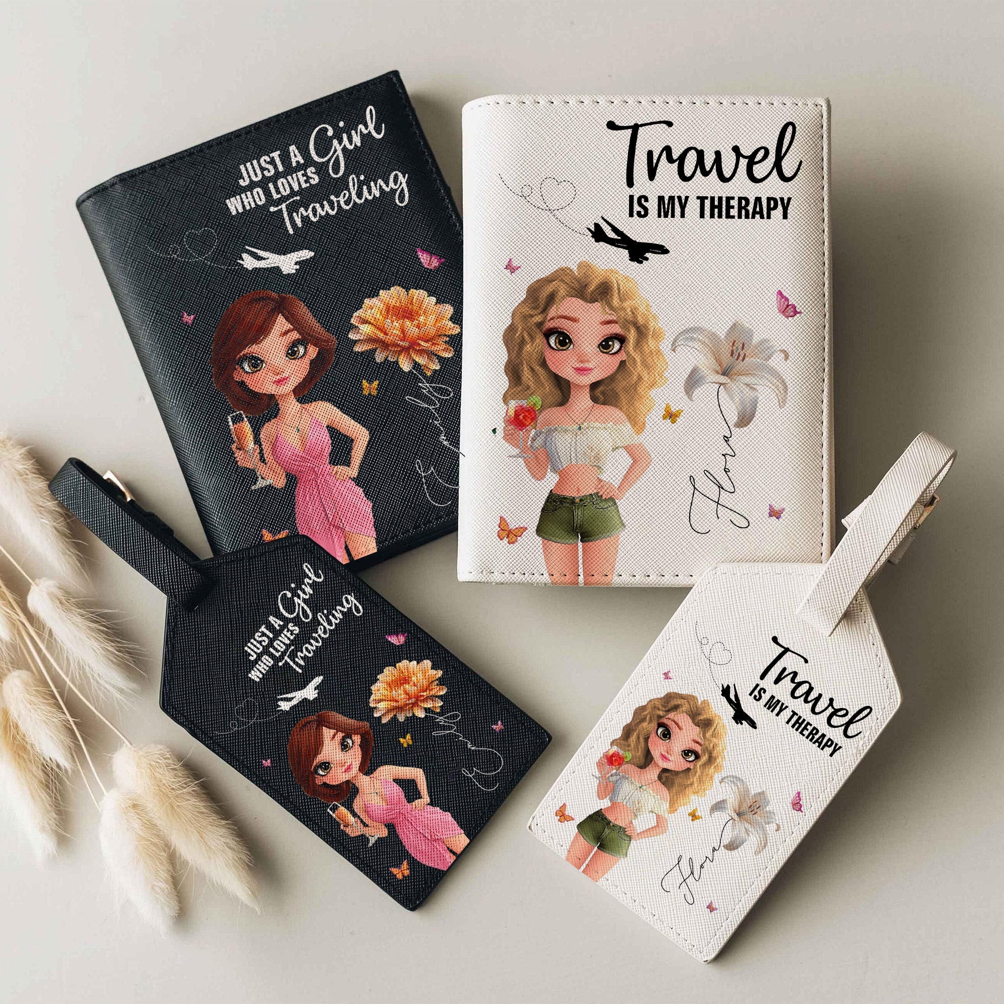 Travel Lovers - Just A Girl Who Loves Traveling -  Personalized Luggage Tag & Passport Bag