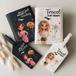 Travel Lovers - Just A Girl Who Loves Traveling -  Personalized Luggage Tag & Passport Bag