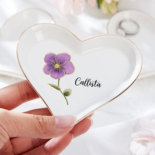Flower - Personalized Heart-Shaped Jewelry Dish