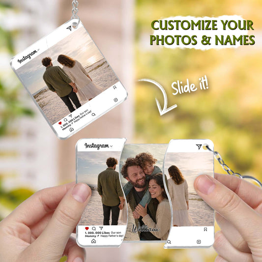 Personalized Hidden Slider Keychain – Custom Family Photo Reveal Gift