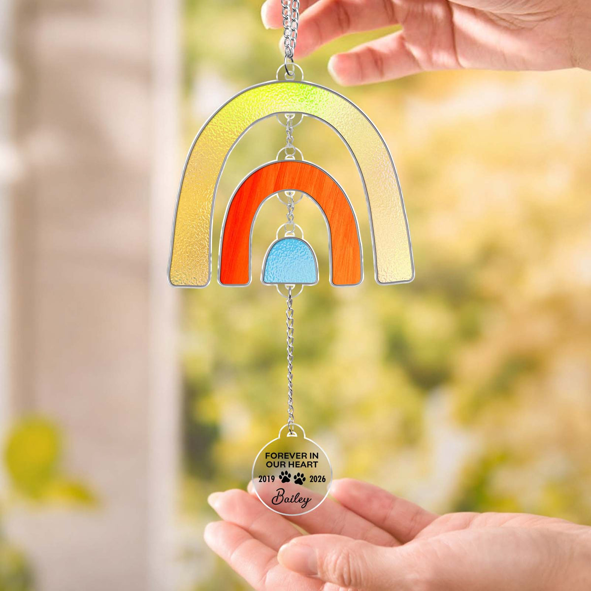 Rainbow Bridge Pet Memorial Suncatcher – Personalized Acrylic Gift for Pet Lovers