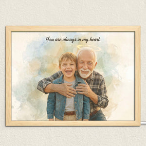 Personalized Wooden Light Up Photo Frame – In Memory of Grandpa, LED Frame