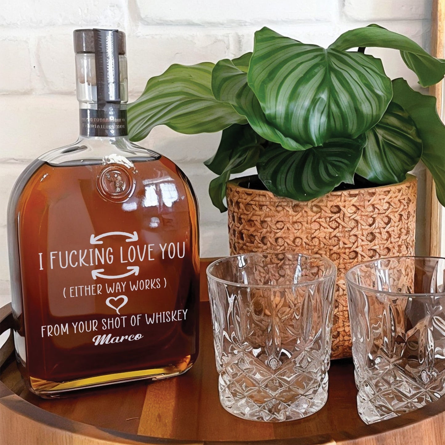 Personalized “I Love You” Whiskey Bottle – Custom Name Funny Gift for Couples