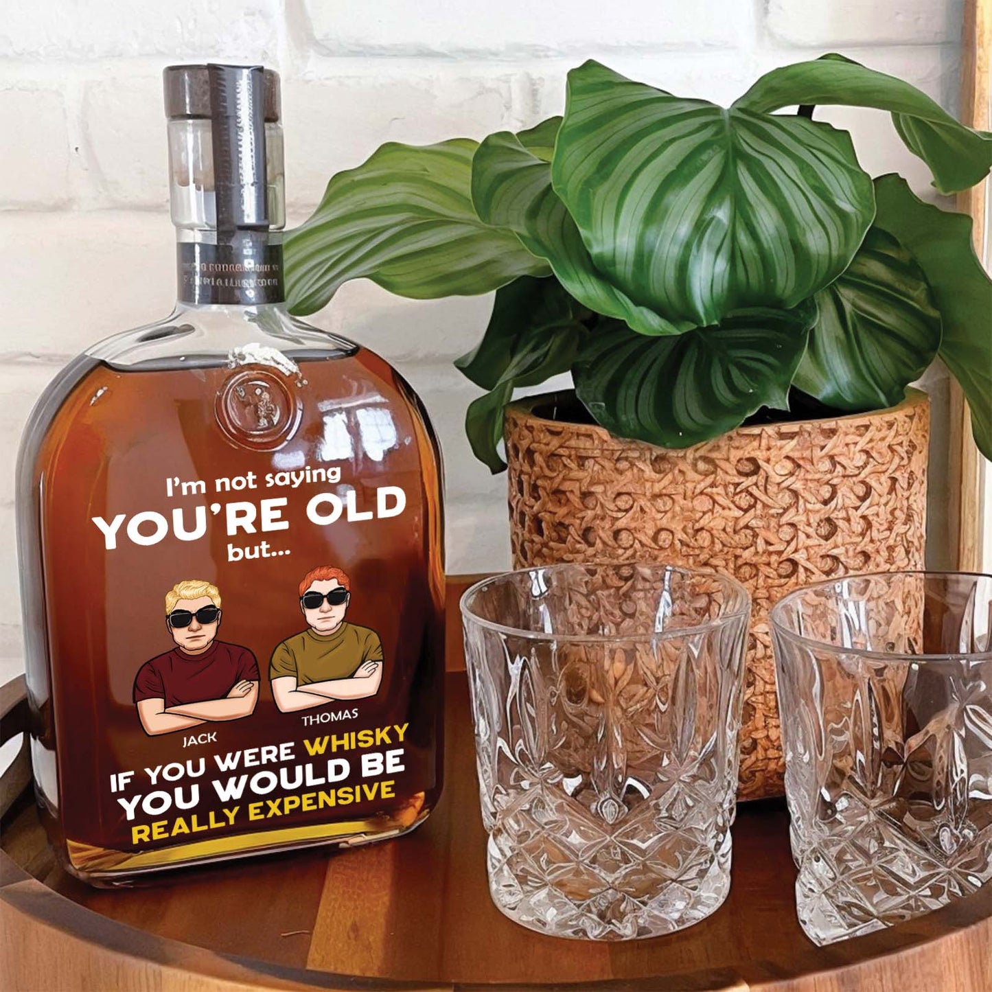 Personalized “I’m Not Saying You’re Old” Whiskey Bottle – Funny Gift for Friend & Coworker