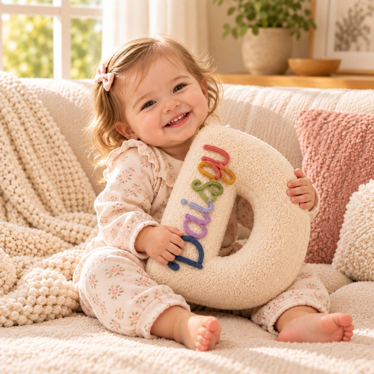 Personalized Letter Pillow with Embroidered Name - Custom Alphabet Throw Pillow for Nursery & Home Decor