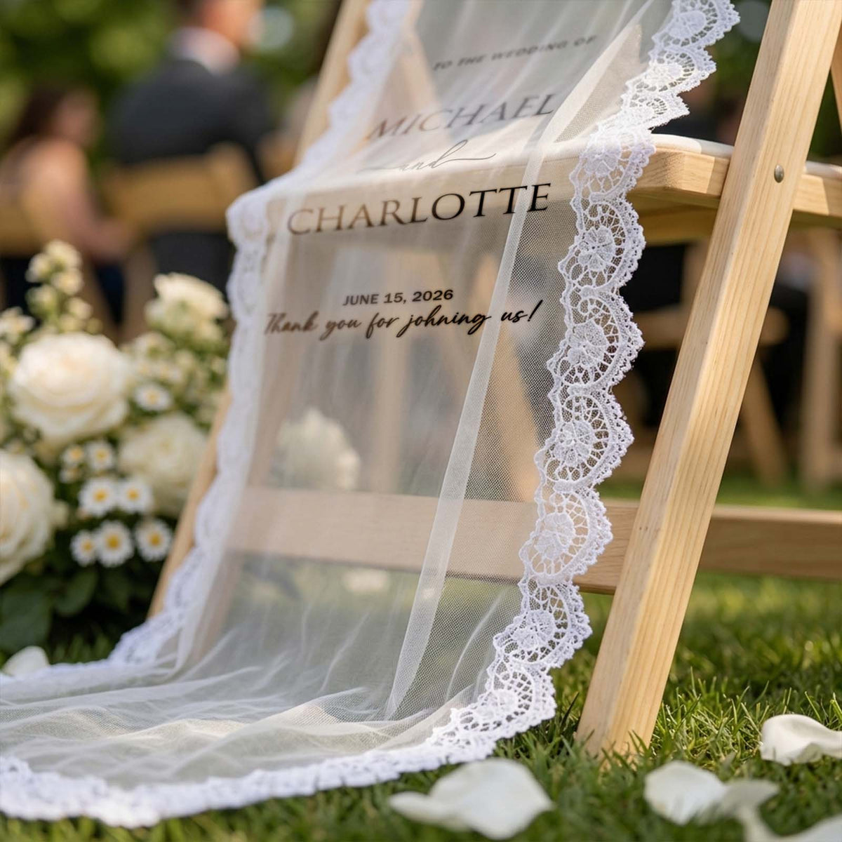 Personalized Wedding Chair Sign, Memorial & Wedding Welcome Decoration, Custom Photo Wedding Sign