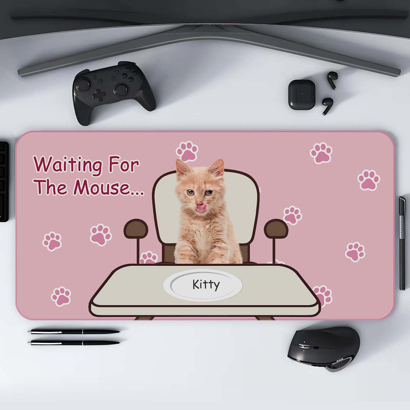 Pet Lover - Waiting For The Mouse - Personalized Mouse Pad