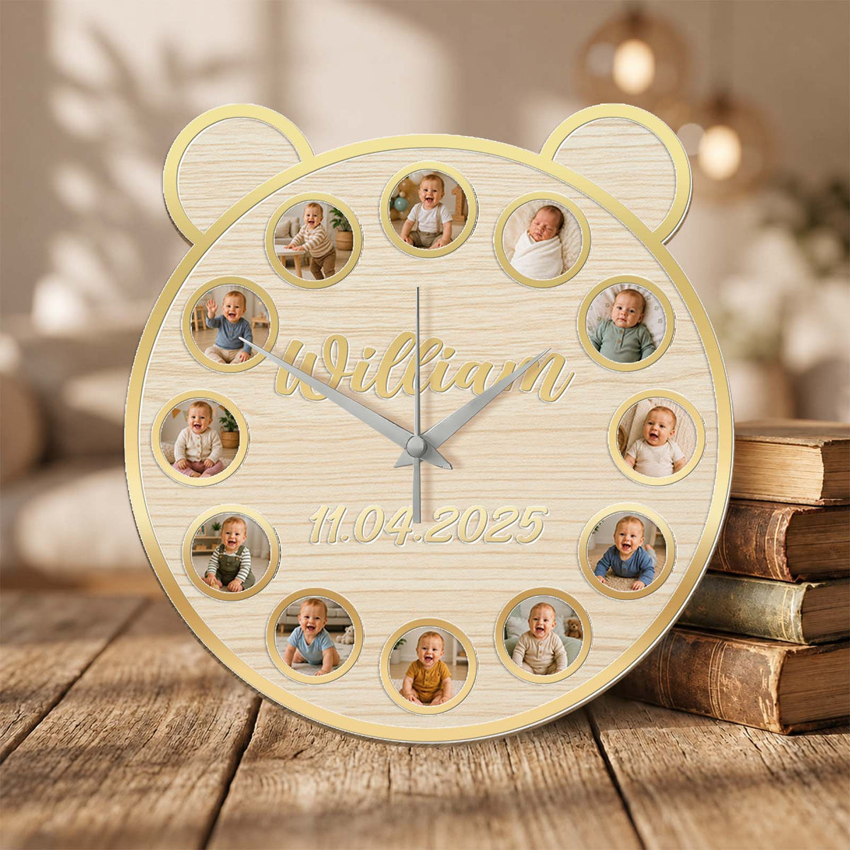 Personalized Baby Milestone Clock - Custom Gift for Parents, First Birthday Celebration & Nursery Wall Decor