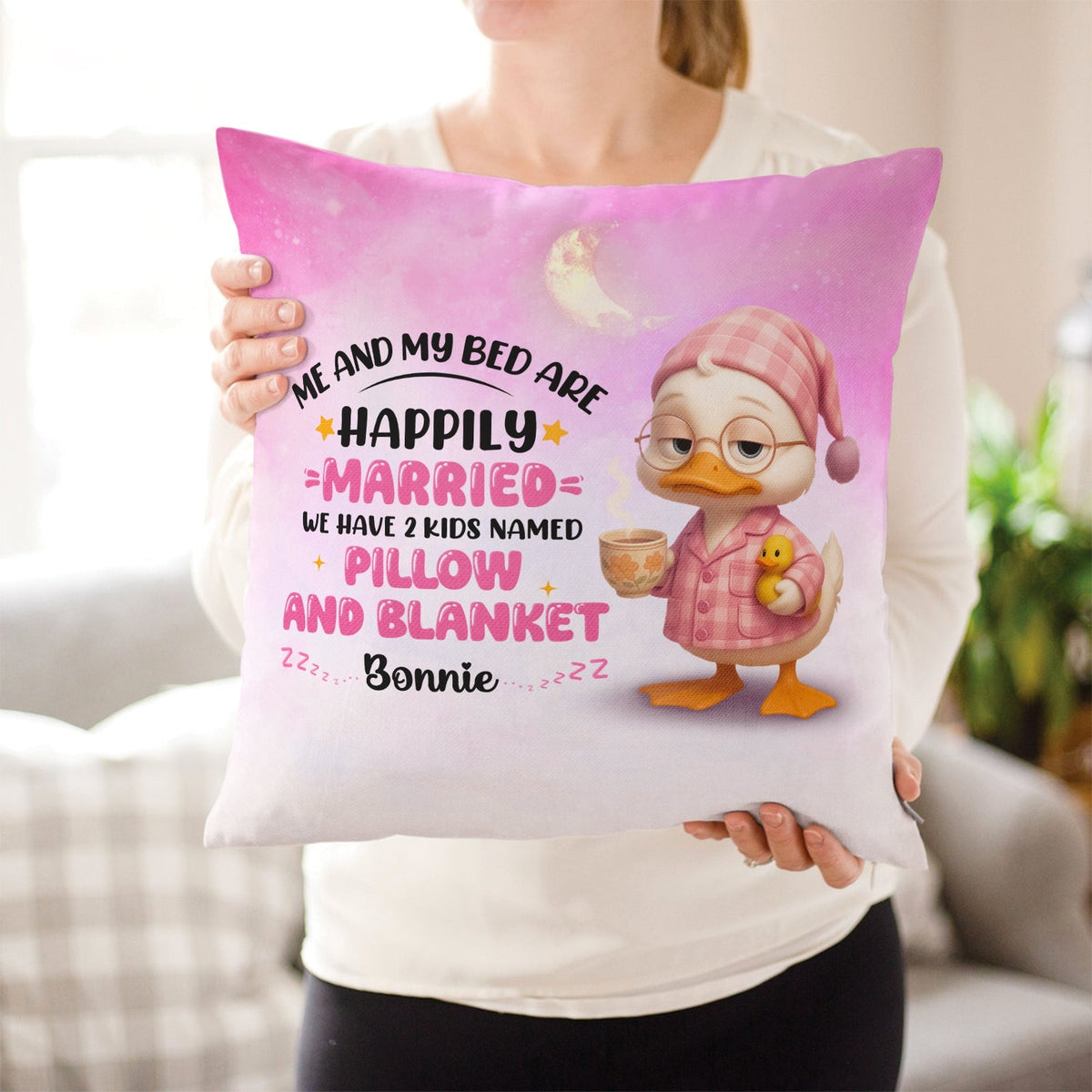 Me And My Bed Are Happily Married - Personalized Couple Pillow
