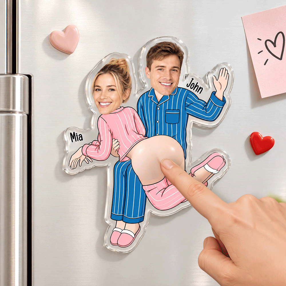 Personalized Funny Couple Squishy Belly Magnet - Custom Photo Fridge Magnet, Cute Seasonal Gift for Couples