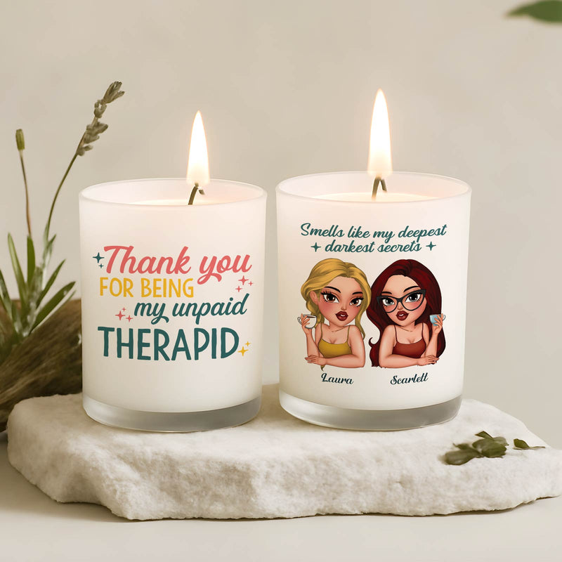 Bestie - Thank You For Being My Unpaid Therapid - Personalized Scented Candle